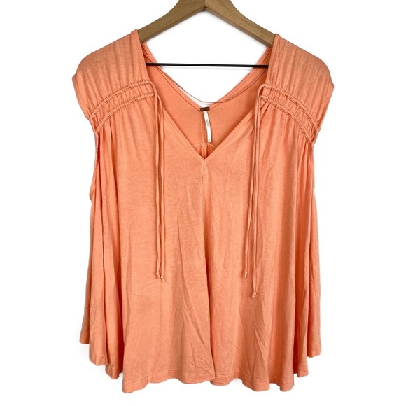Free People Back In Town Flowy Top XS Orange‎ Oversized Sleeveless Stretchy - Picture 4 of 8